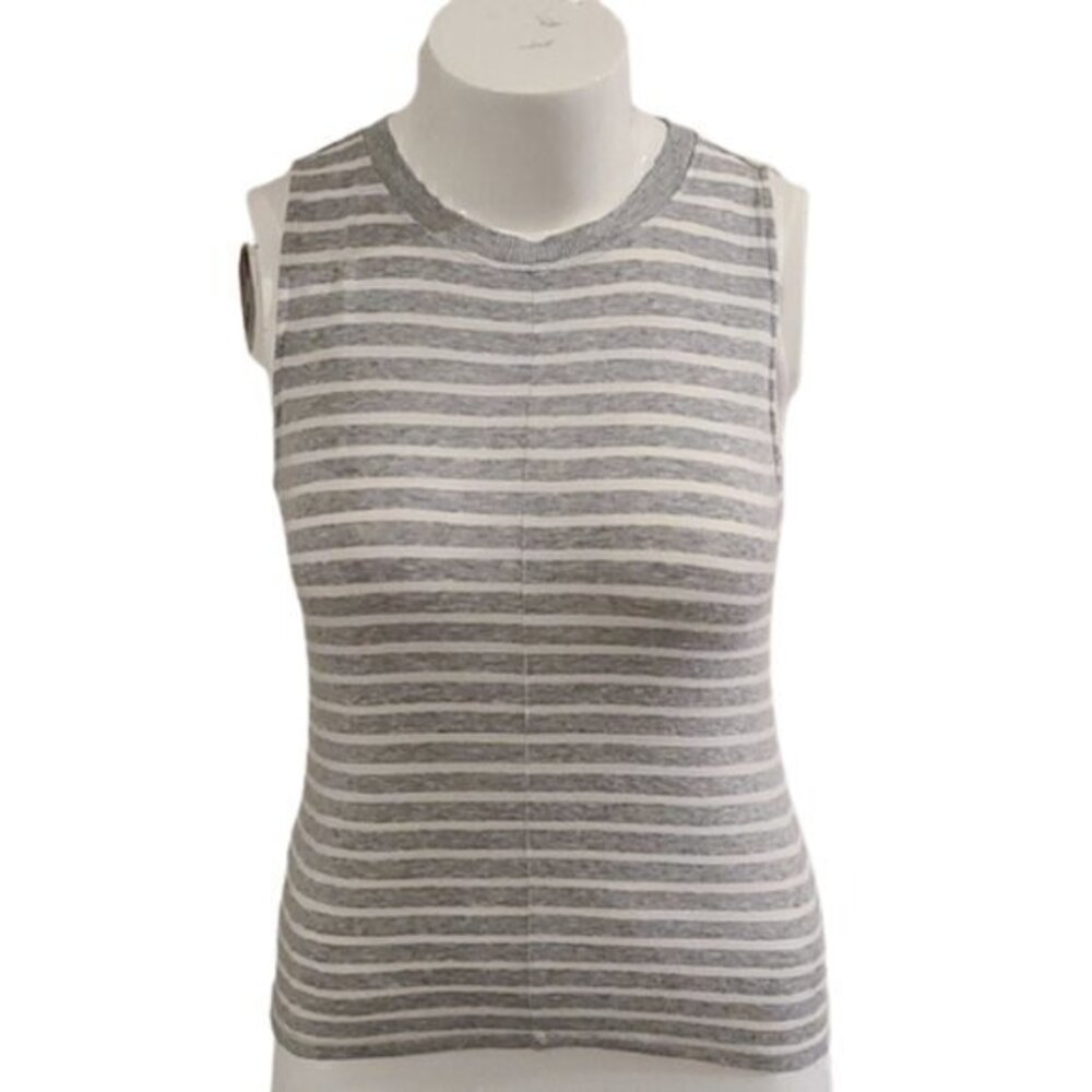 [Loft] Gray and White Striped Tank Top - Size S